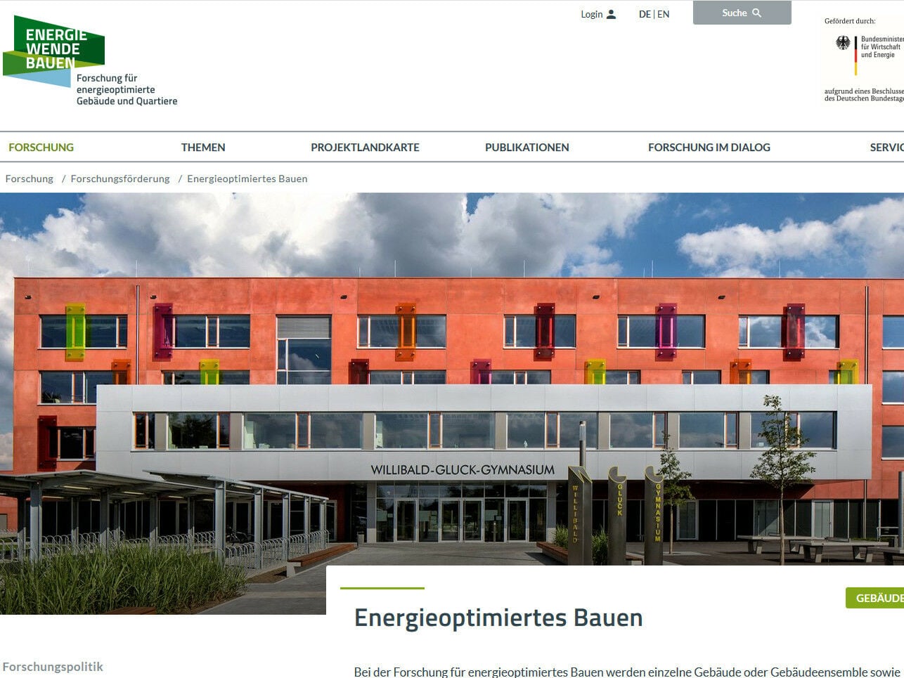 Forschung für Energieoptimiertes Bauen