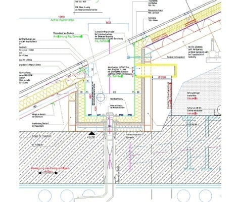 Detailpunkt Dachrinne im Schnitt