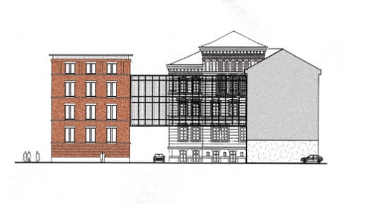 Planzeichnung von Alt- und Neubau