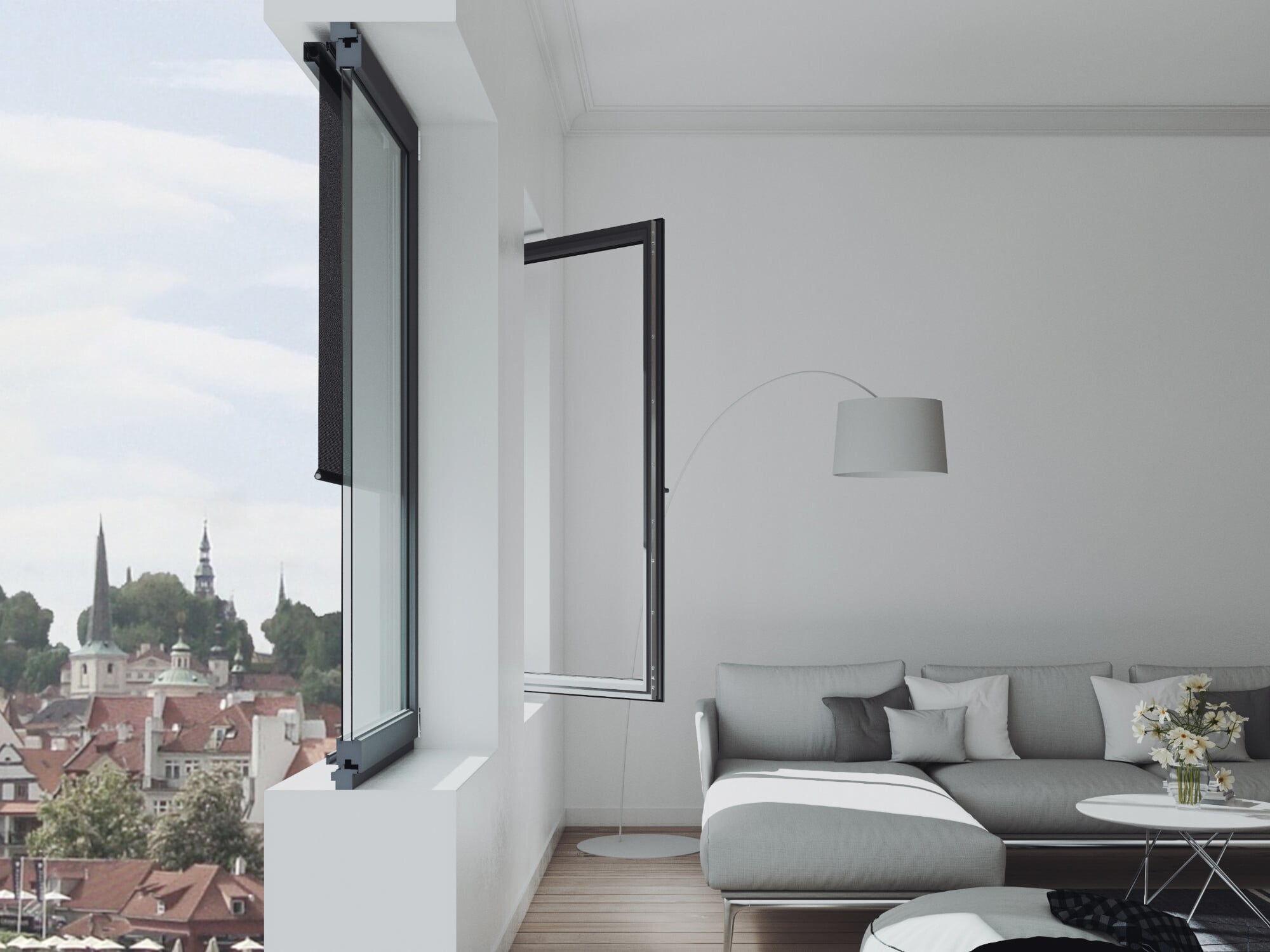 Vertikaljalousien mit verschiedenfarbigen Lamellen tragen zur individuellen Gestaltung eines Raumes bei.