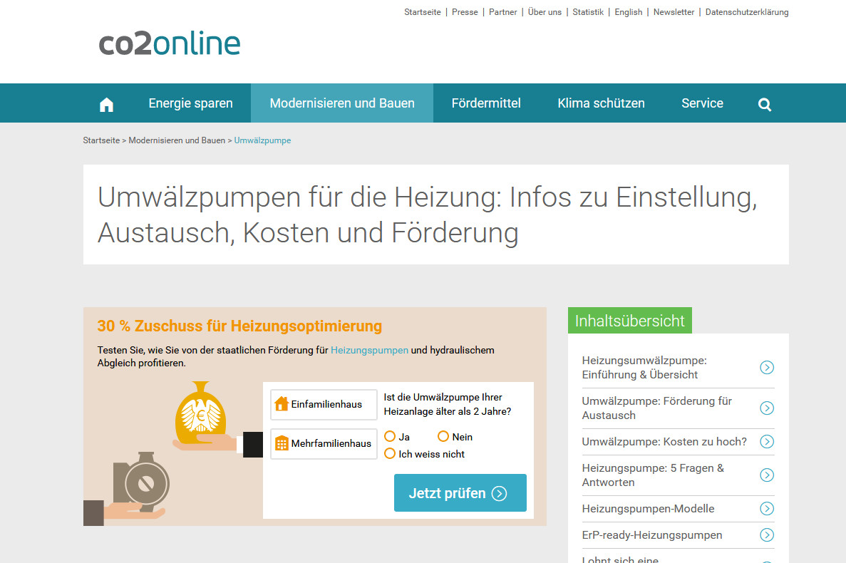 Energiespar-Ratgeber „PumpenCheck“ 