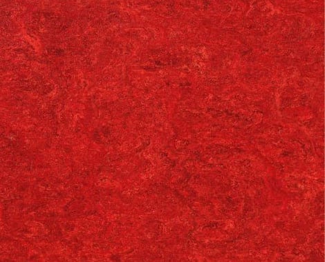 Beispiel für Akustik-Linoleum mit Trittschallverbesserungsmaß von 17 dB: 4,0 mm stark (2,5 mm Linoleum mit 1,5 mm PU-Schaumrücken) in marmorierter Musterung
