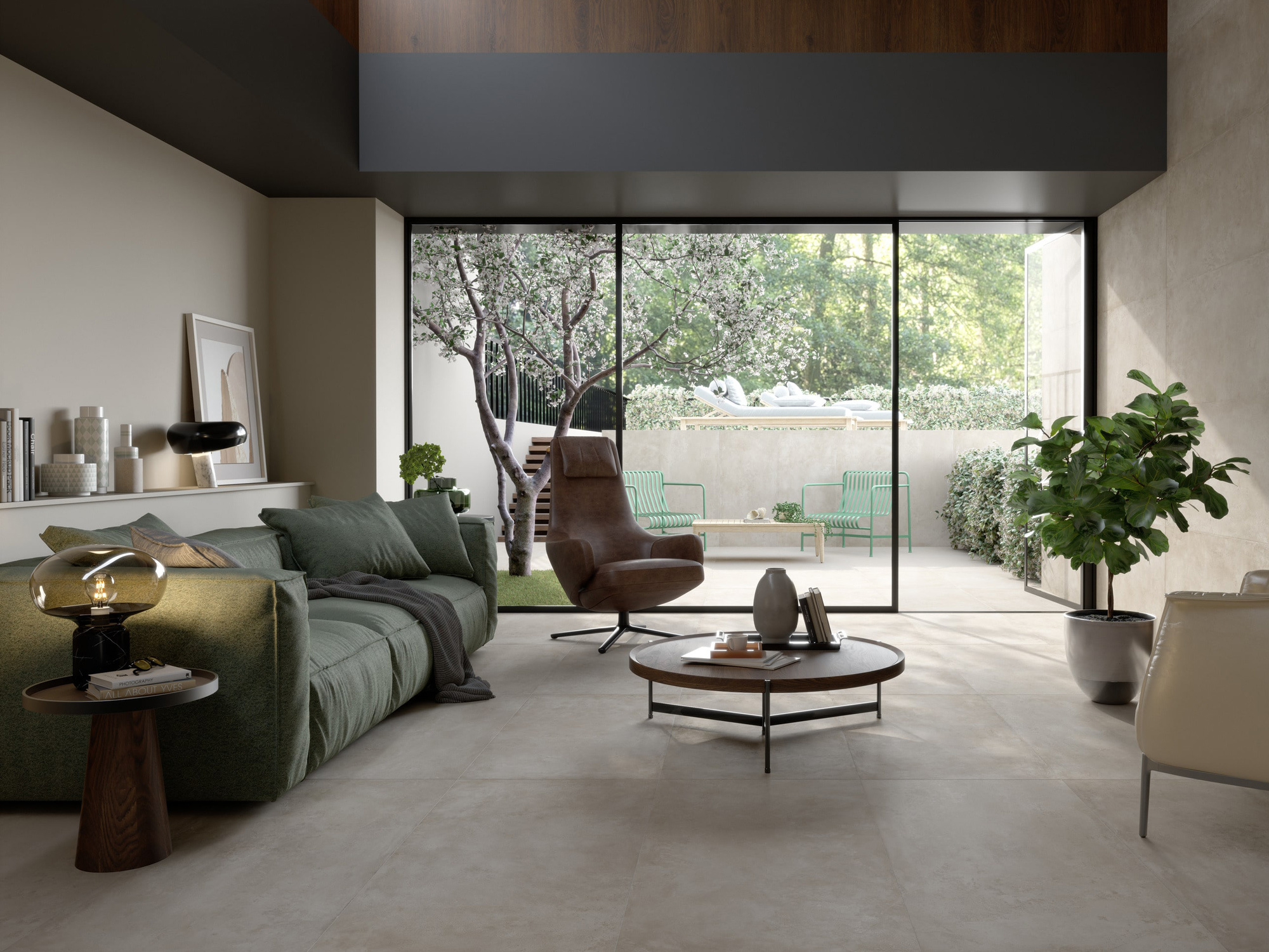 Beton-Look auf dem Boden: Plaza ist eine Fliesenkollektion aus Feinsteinzeug vom italienischen Hersteller Marazzi.