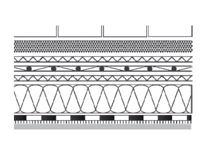 Sastemaufbau - Begehbares Flachdach, Dampfbremse unterhalb der Dämmung
