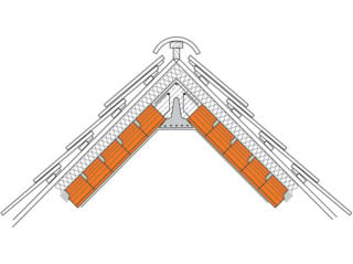 Firstdetail mit Stahlbeton-Montageträger