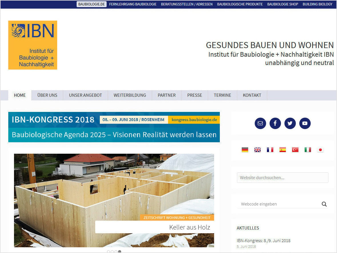 Der Schwerpunkt des IBN ist die Qualifikation von Baubiologen auf Basis verschiedener Grundregeln und dem Standard der Baubiologischen Messtechnik SBM